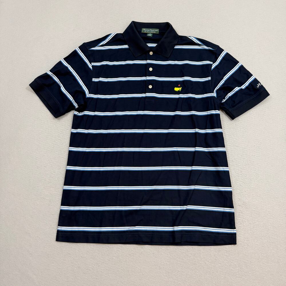 Masters Collection Golf Polo Shirt Medium Navy Blue Striped Augusta National